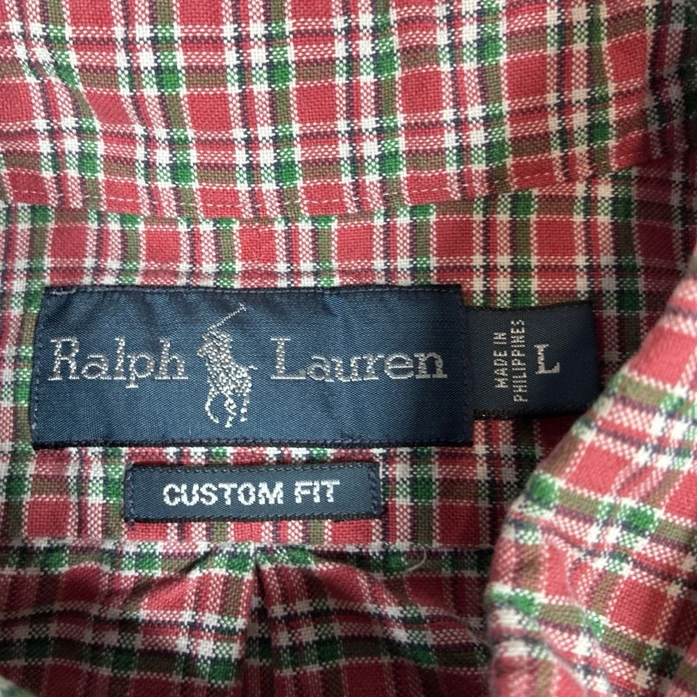 Polo Ralph Lauren Classic Fit Mens Large Green Red Plaid Button Down Long Sleeve